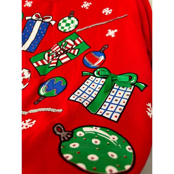 Vintage Red New Moves Y2K Christmas Xmas Sweater Party Preowned - Picture 9 of 9